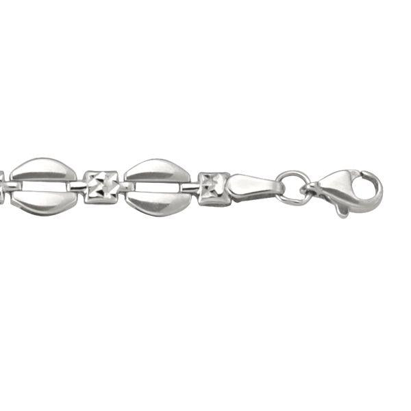 White Gold Fancy Bracelet - 6.5 mm Wide - 7.25 inches Long