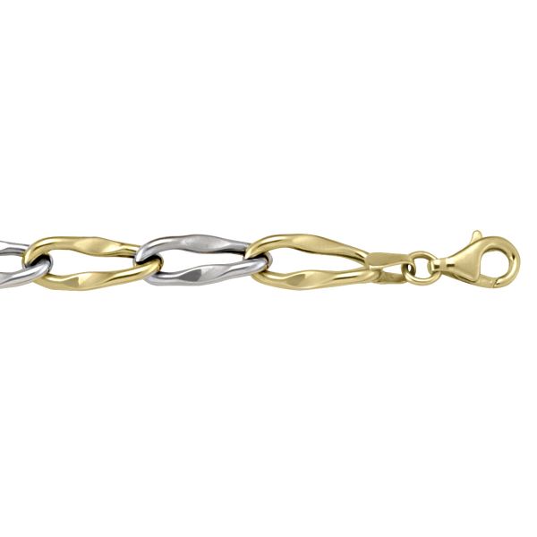 10k/14k Two-Tone Gold Fancy Bracelet - 6.4 mm Wide - 7.5 inches Long - Women's Jewelry - A Touch of Glamour for Any Outfit