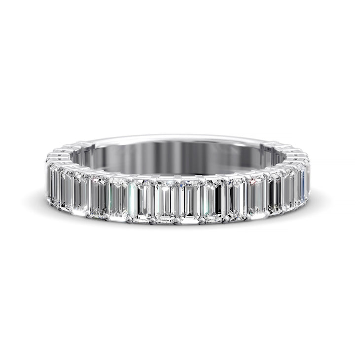 Baguette diamond eternity band in a double gallery three-quarter design