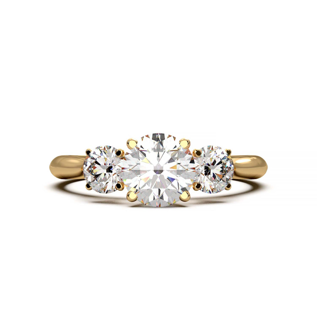 Cathedral Style Three-Stone Diamond Engagement Ring