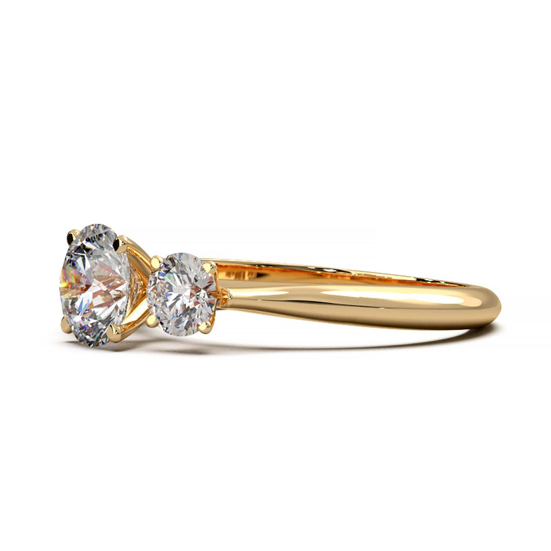 Cathedral Style Three-Stone Diamond Engagement Ring