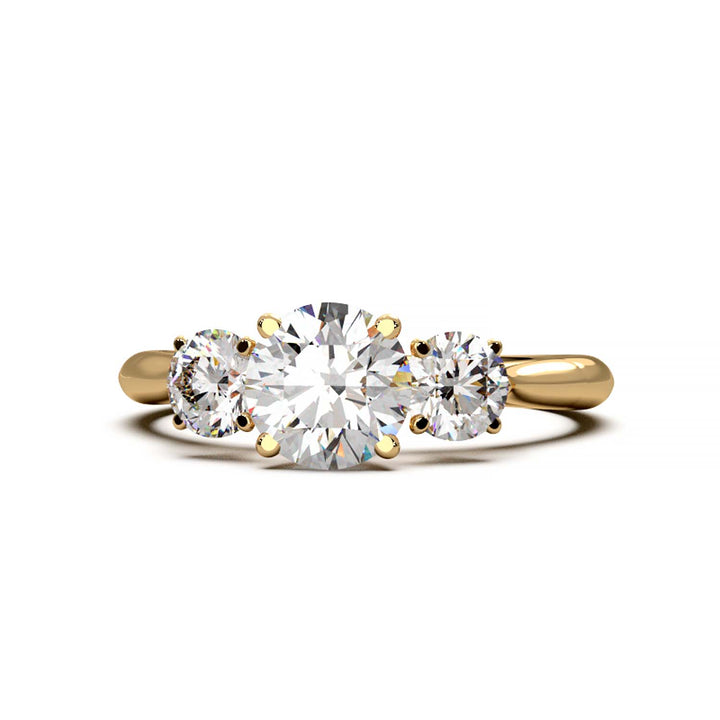 Cathedral Style Three-Stone Diamond Engagement Ring