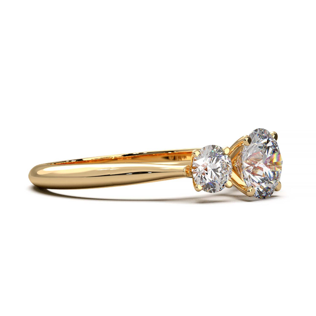 Cathedral Style Three-Stone Diamond Engagement Ring