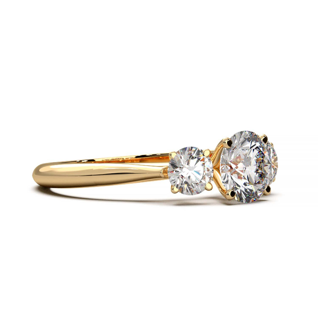 Cathedral Style Three-Stone Diamond Engagement Ring