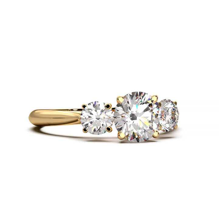 Cathedral Style Three-Stone Diamond Engagement Ring