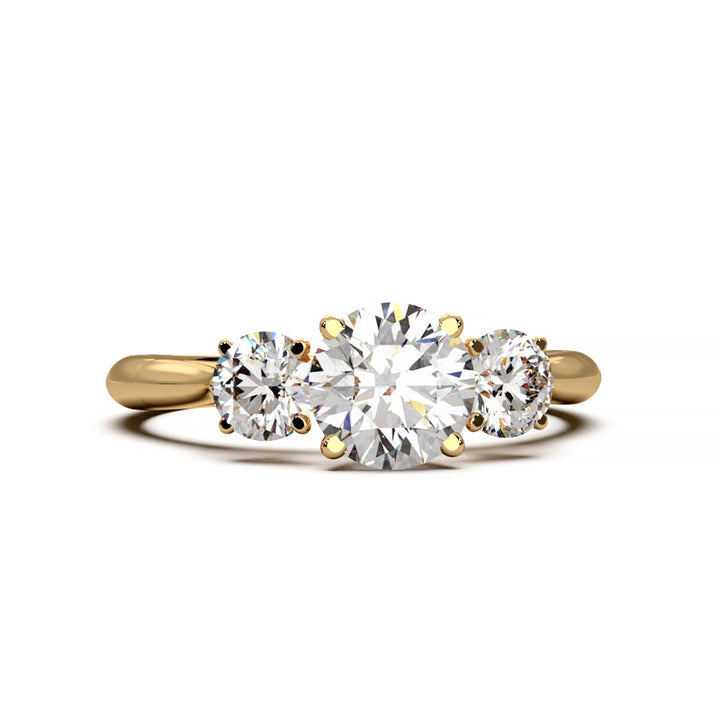 Cathedral Style Three-Stone Diamond Engagement Ring