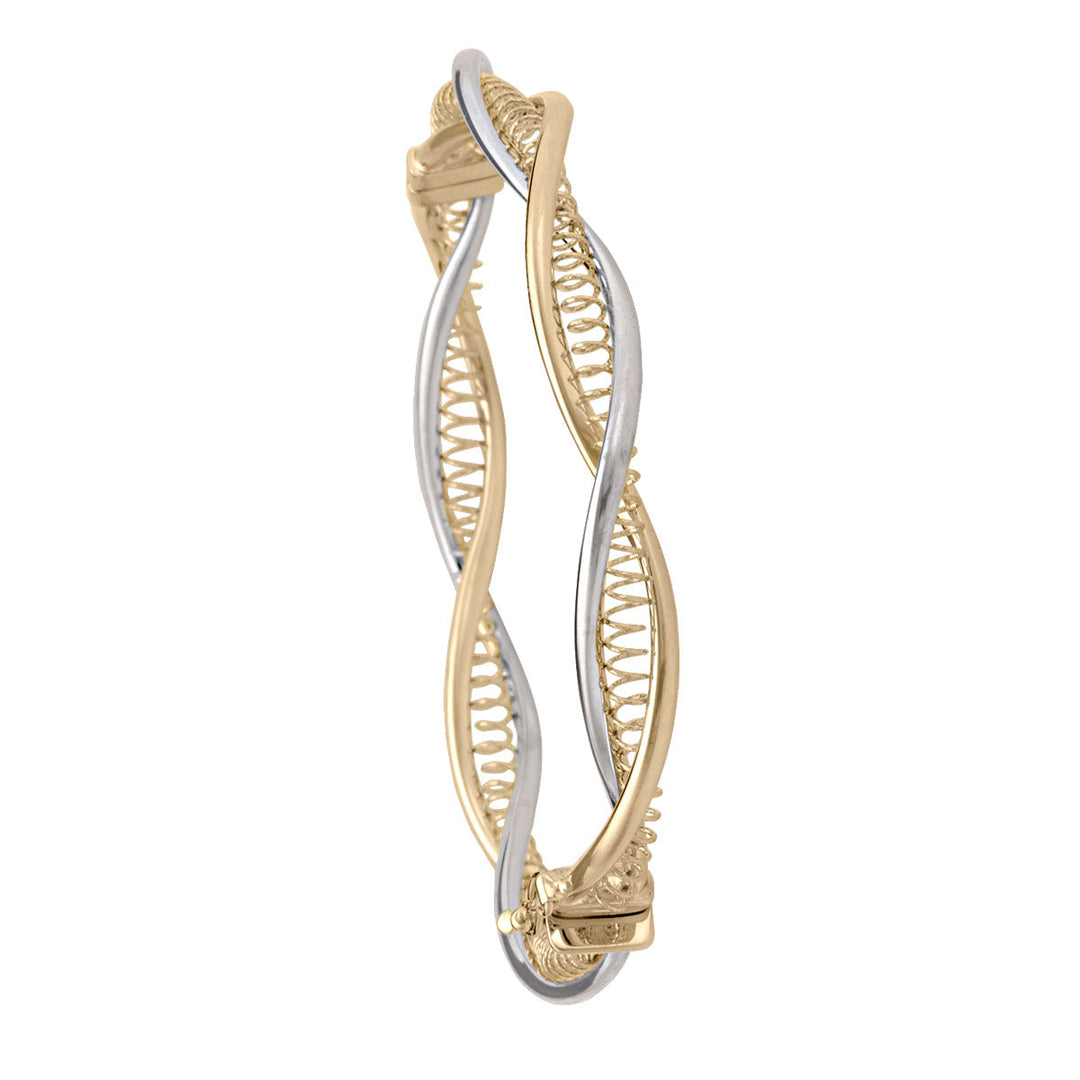 Tri-Colour Gold Twist Bangle, 7.6mm