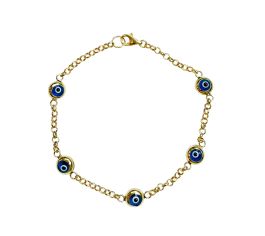 Yellow Gold Evil Eye Bracelet — 7.5"