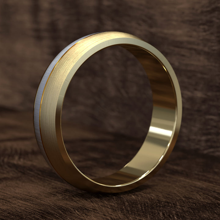 two-tone domed band with opposing brushed finishes