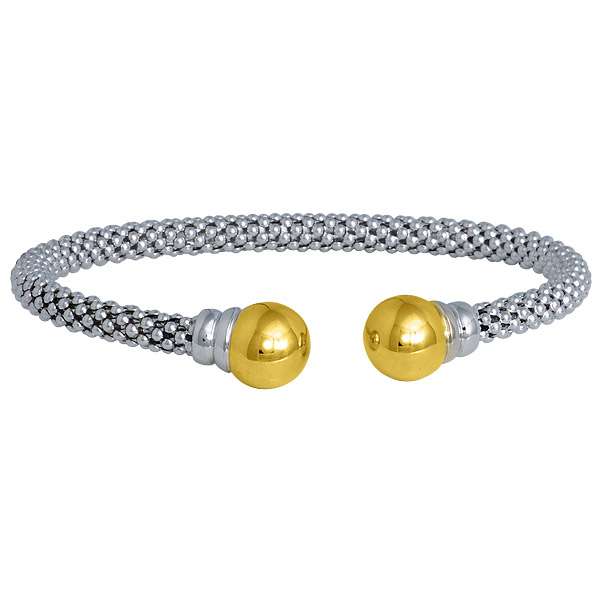 Two-Tone Gold Fancy Cuff Bangle, 5mm