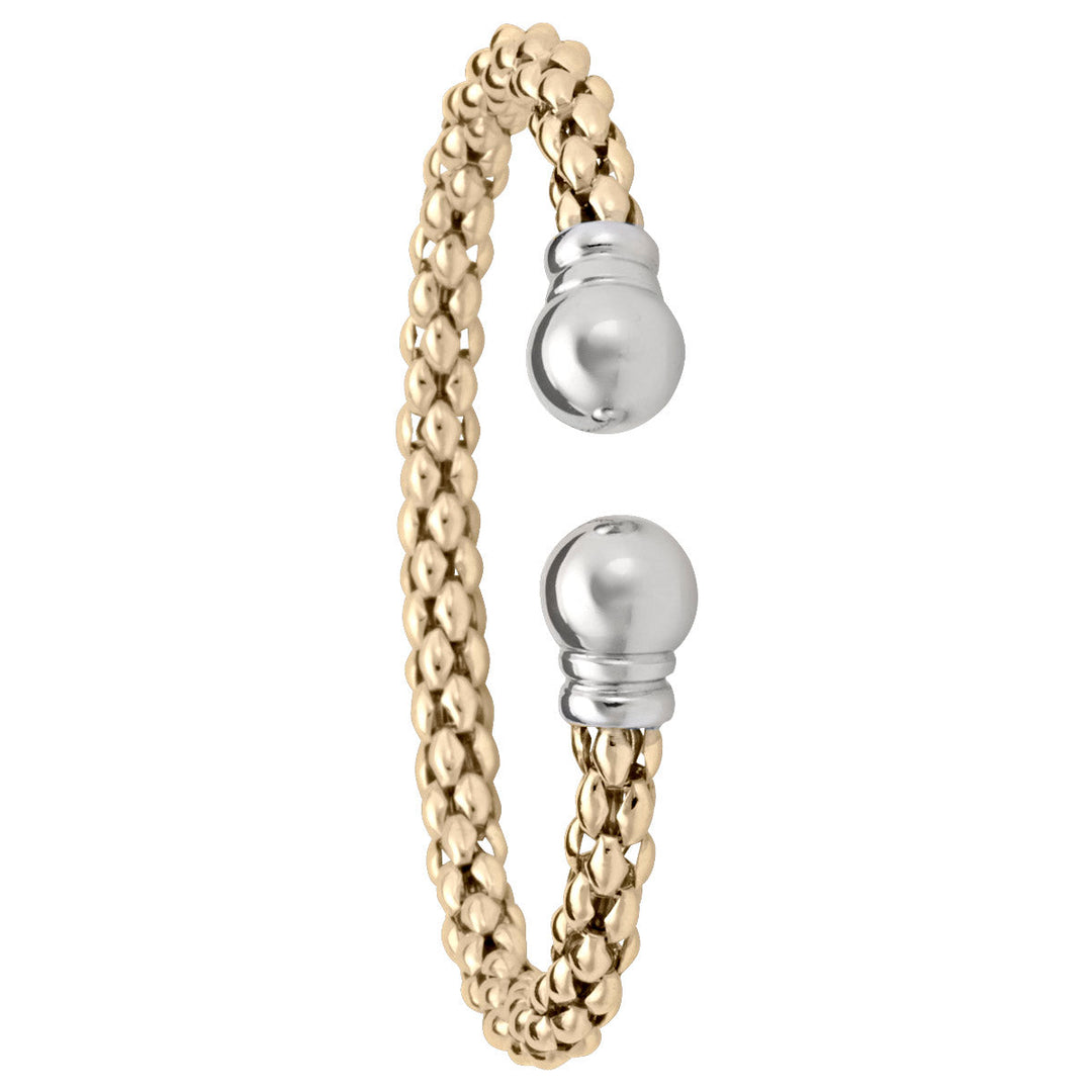 Two-Tone Gold Fancy Mesh Bangle, 6mm