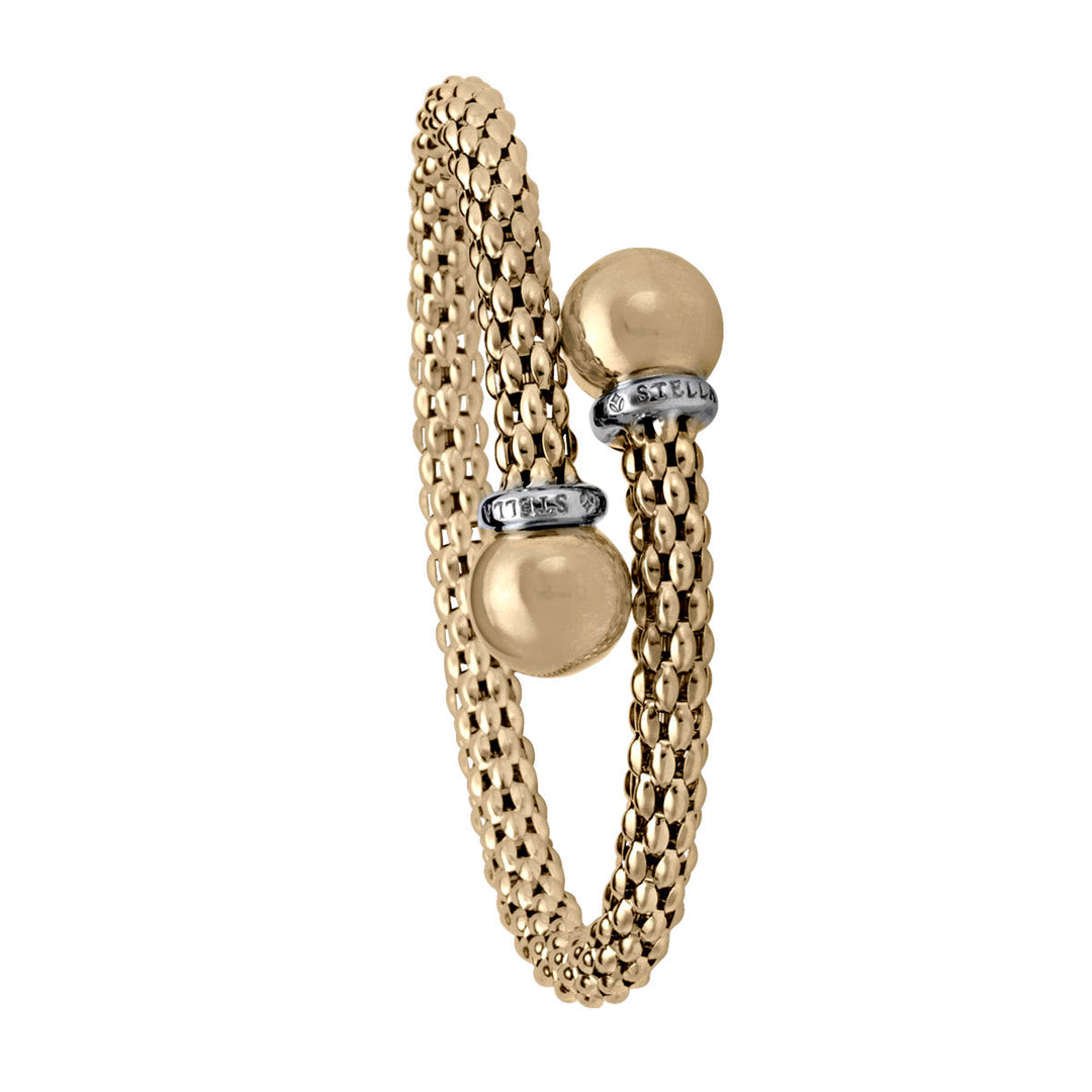 Two-Tone Gold Fancy Mesh Bangle, 6mm