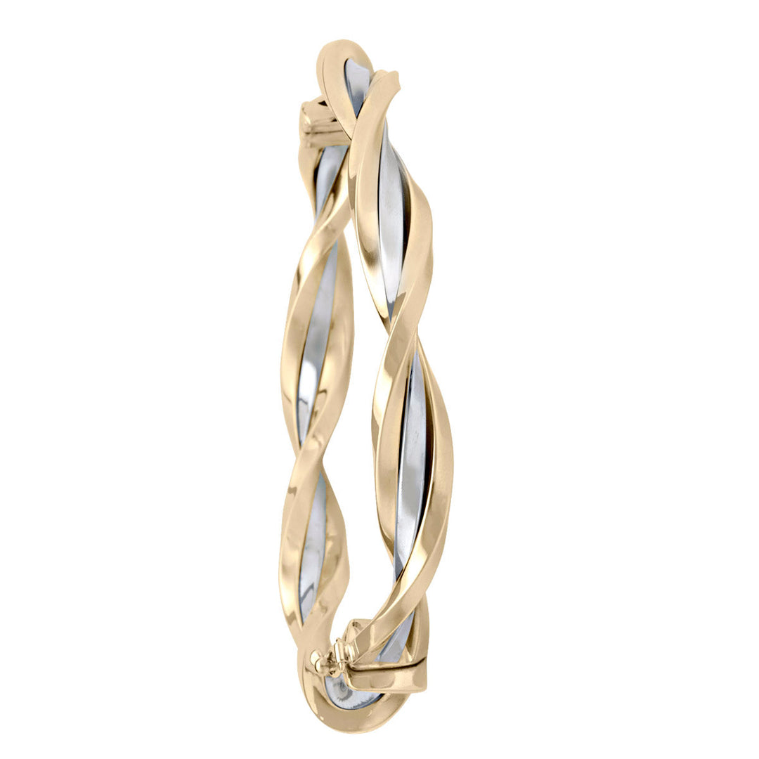 Two-Tone Gold Fancy Twist Bangle, 8.1mm