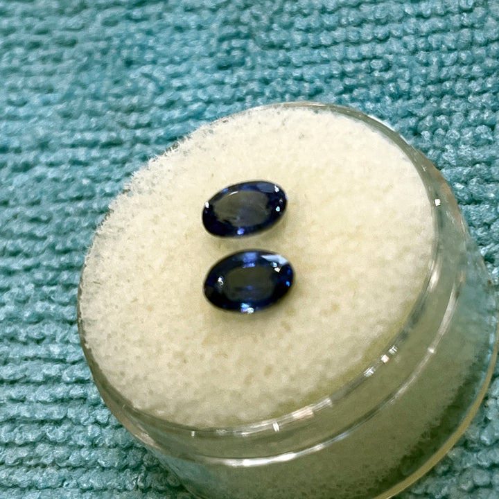 Unheated oval cut light blue sapphire pair 1.85ct matched gemstones
