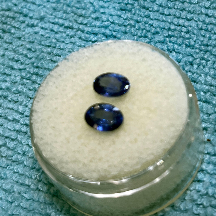 Unheated oval cut light blue sapphire pair 1.85ct matched gemstones