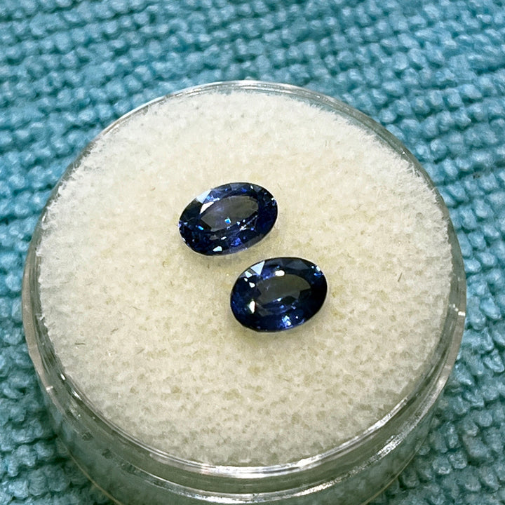 Unheated oval cut light blue sapphire pair 1.85ct matched gemstones
