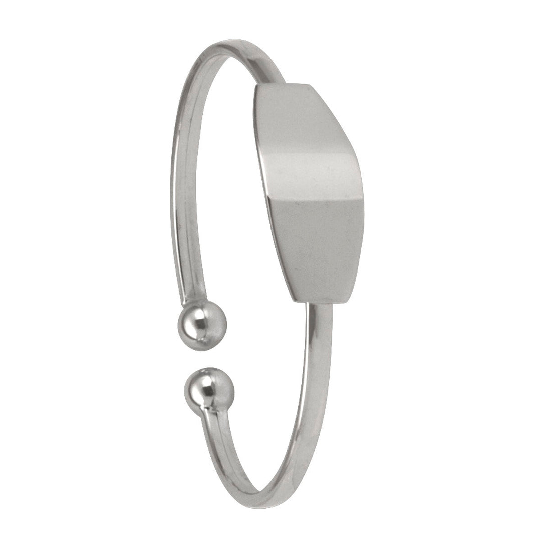 White Gold Cuff Baby Bangle, 2mm