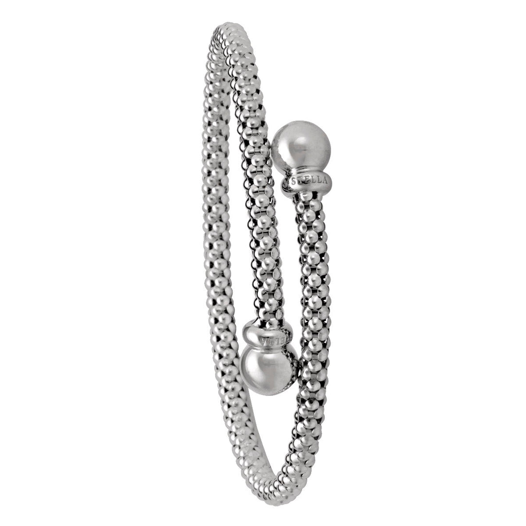 White Gold Fancy Mesh Bangle, 4mm