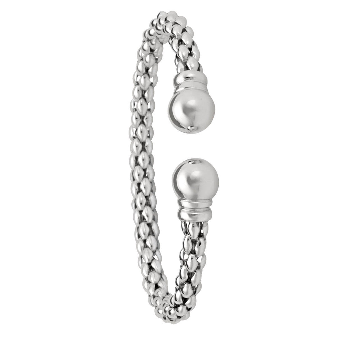 White Gold Fancy Mesh Bangle, 6mm