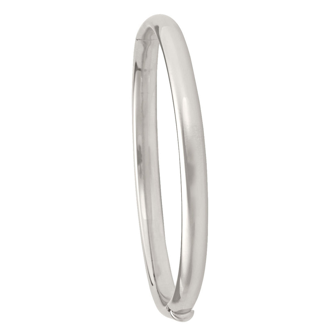 White Gold High Polish Hollow Bangle, 5.7mm