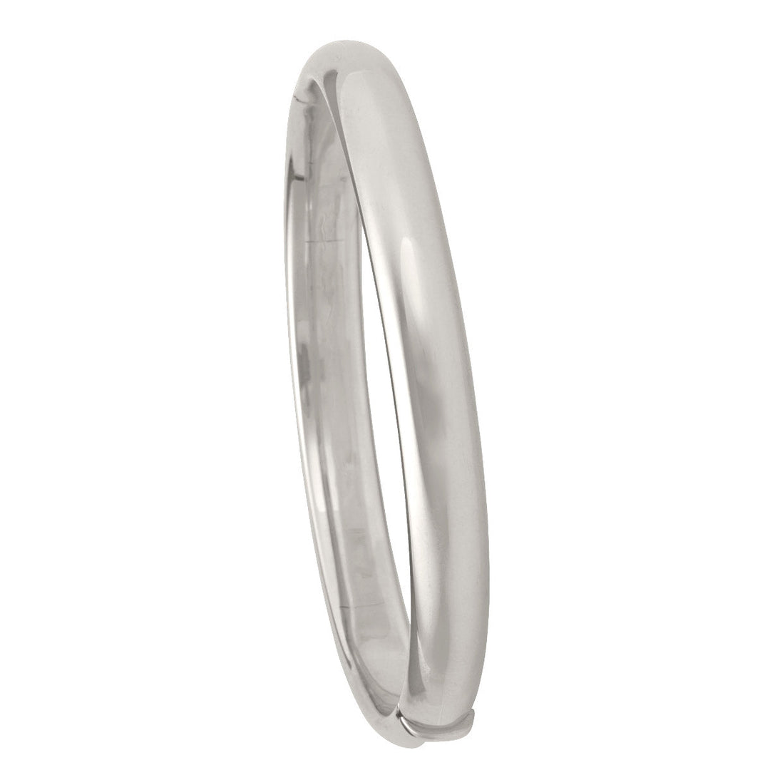 White Gold High Polish Hollow Bangle, 7.6mm