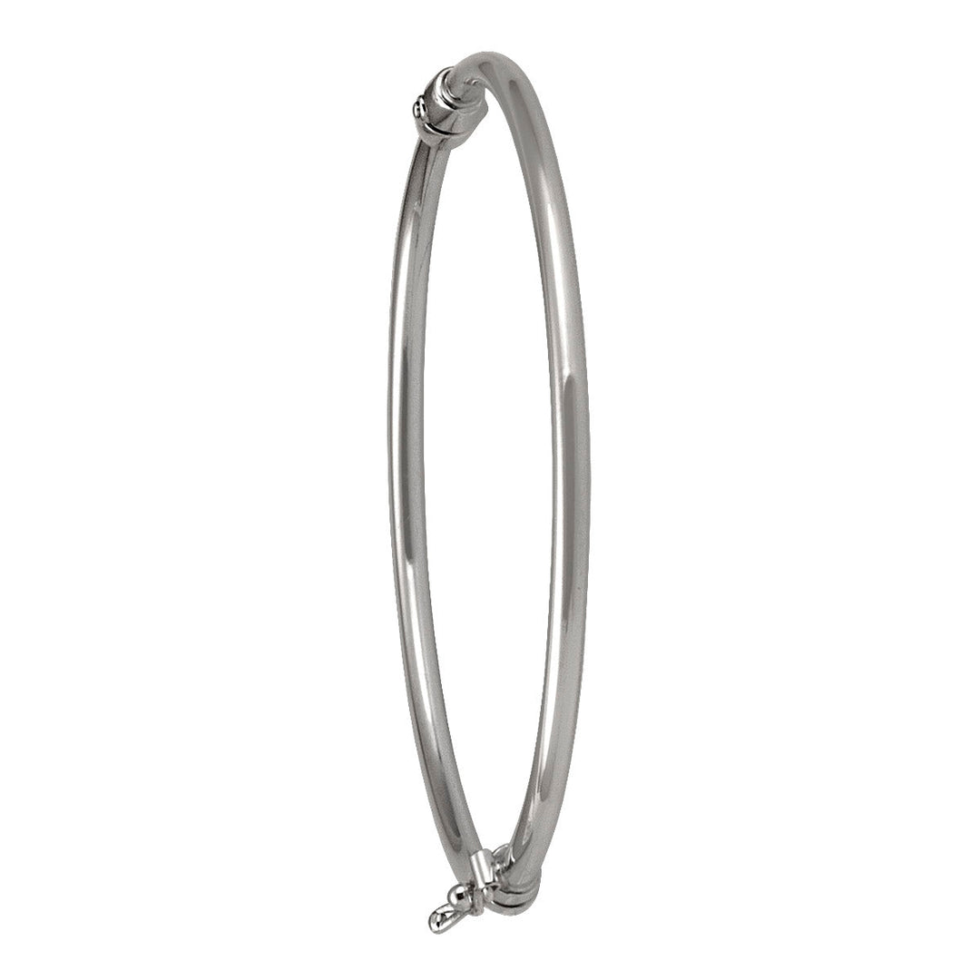 White Gold High Polish Tube Baby Bangle, 3mm