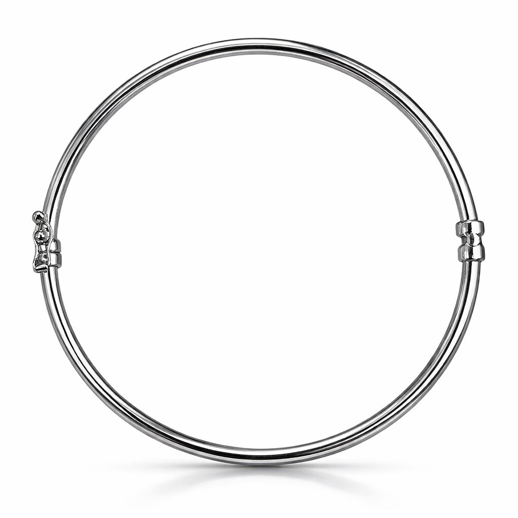White Gold Round High Polish Tube Bangle
