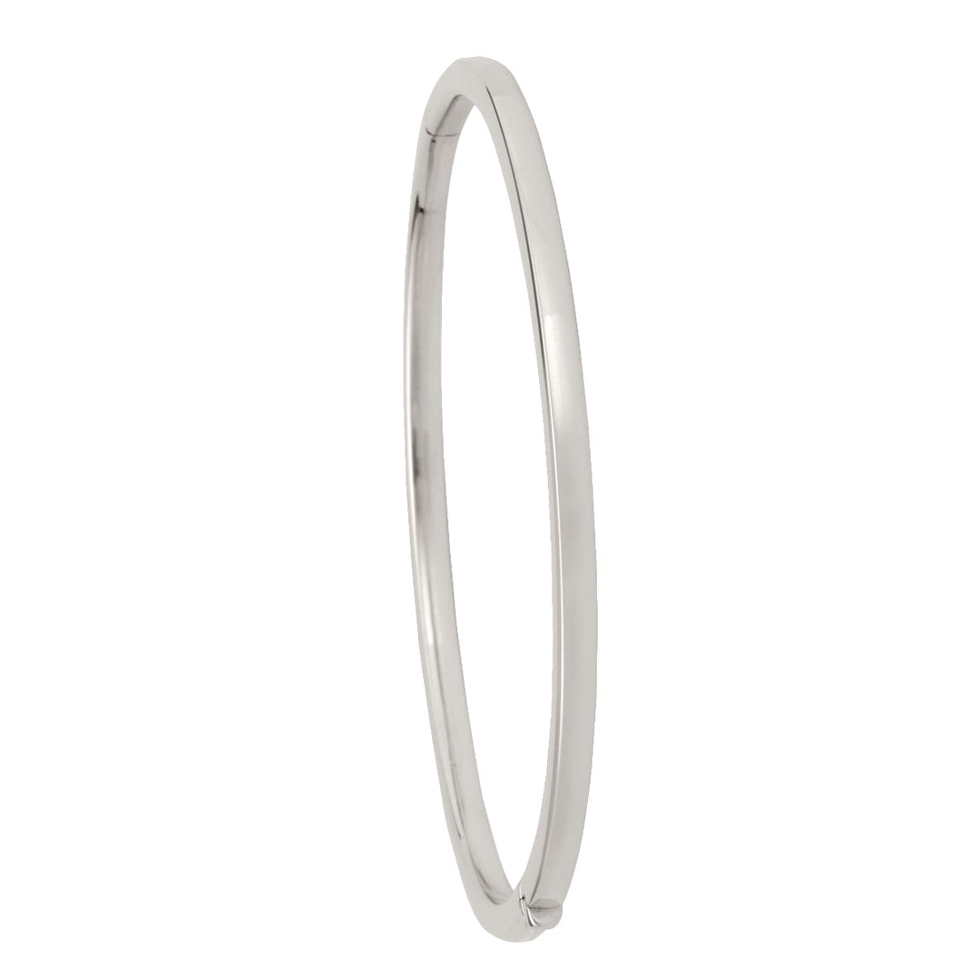 White Gold Square Tube High Polish Hollow Bangle, 3mm