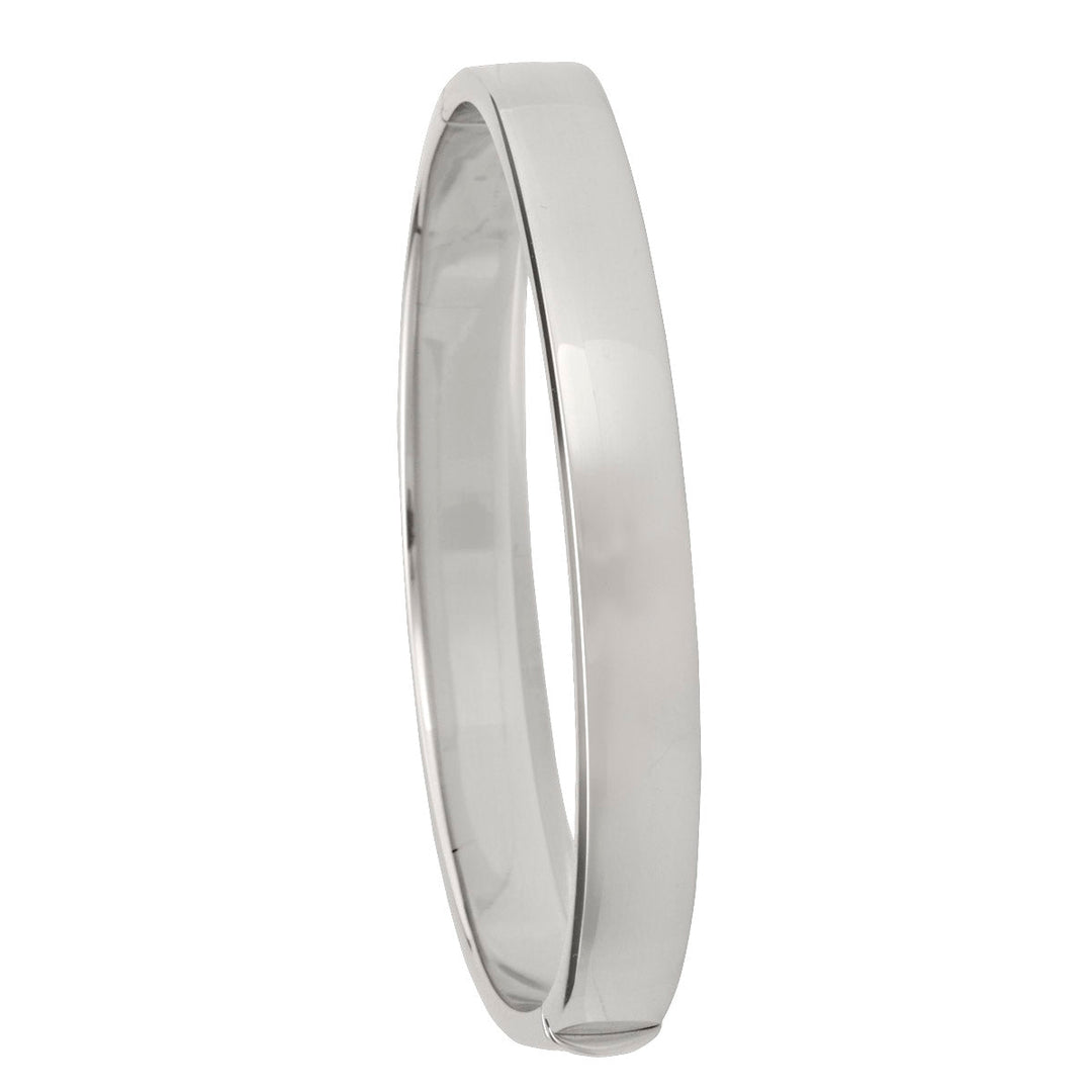 White Gold Square Tube High Polish Hollow Bangle, 8mm
