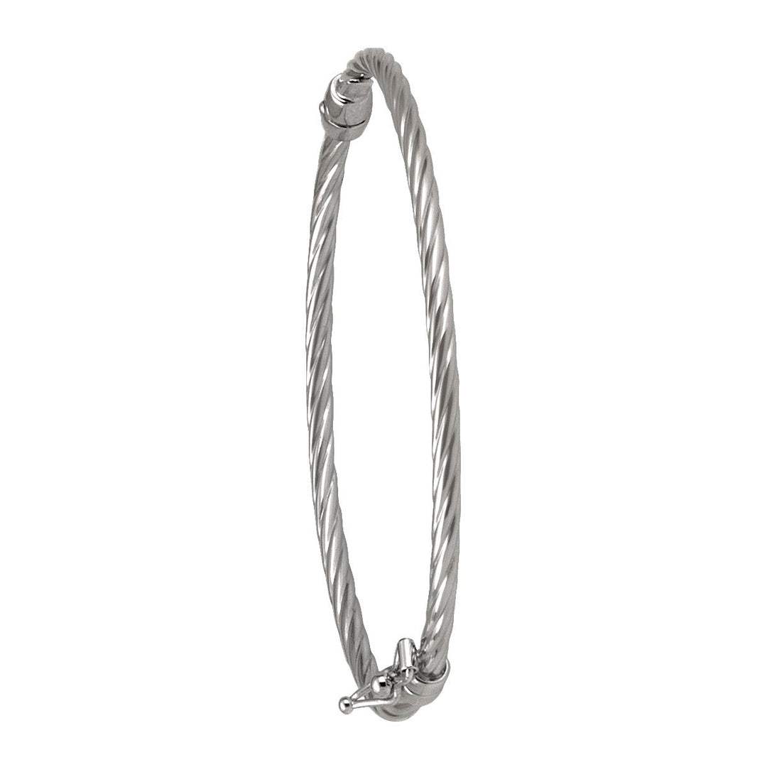 White Gold Twist Baby Bangle, 3mm