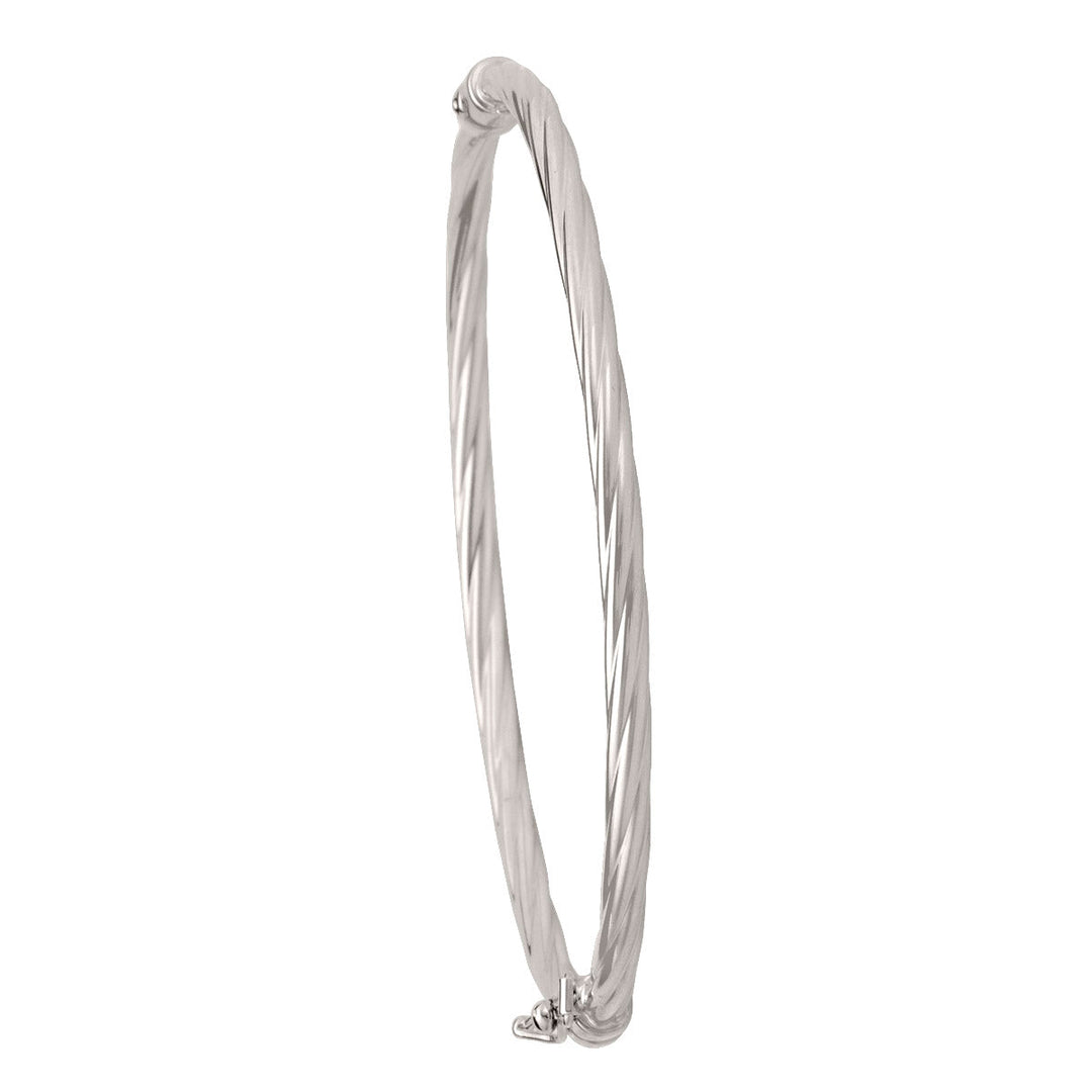 White Gold Twist Bangle, 3mm