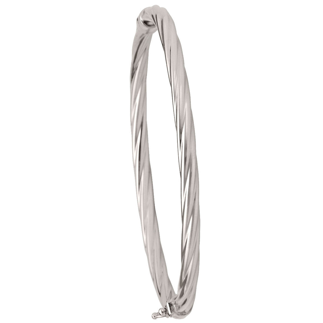 White Gold Twist Bangle, 4mm