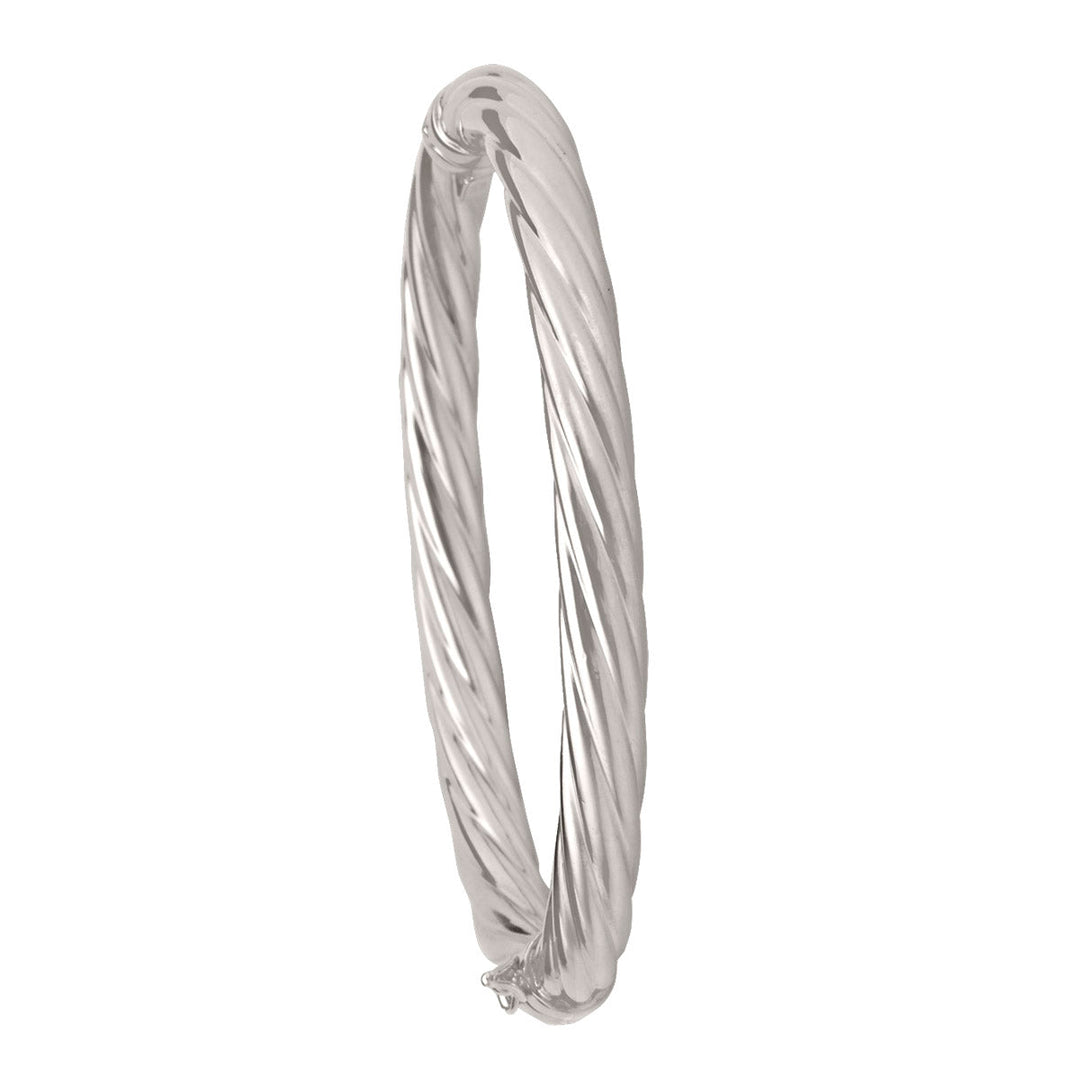White Gold Twist Bangle, 6mm