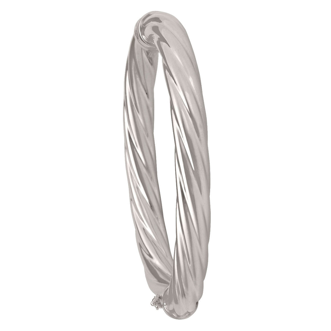 White Gold Twist Bangle, 8mm