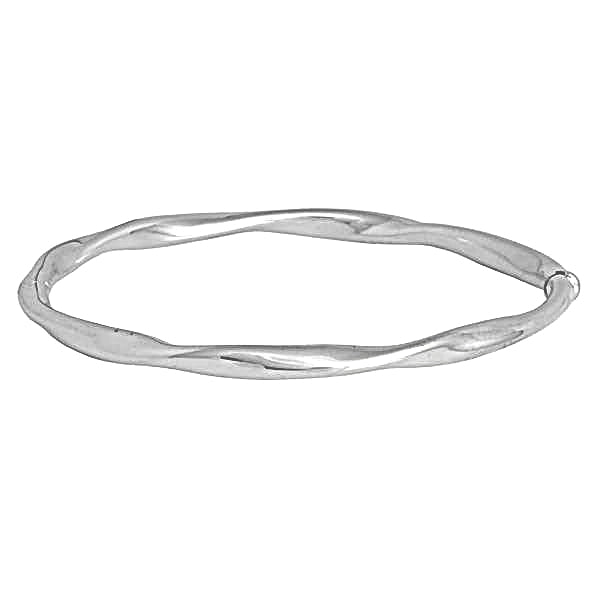 White Gold Twist Bangle