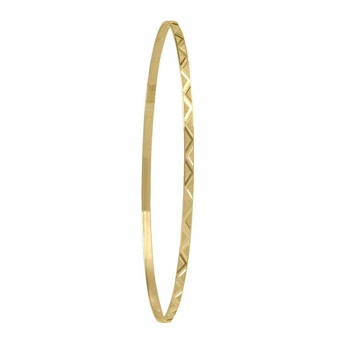 Yellow Gold Diamond Cut Slip-On Bangle, 2mm