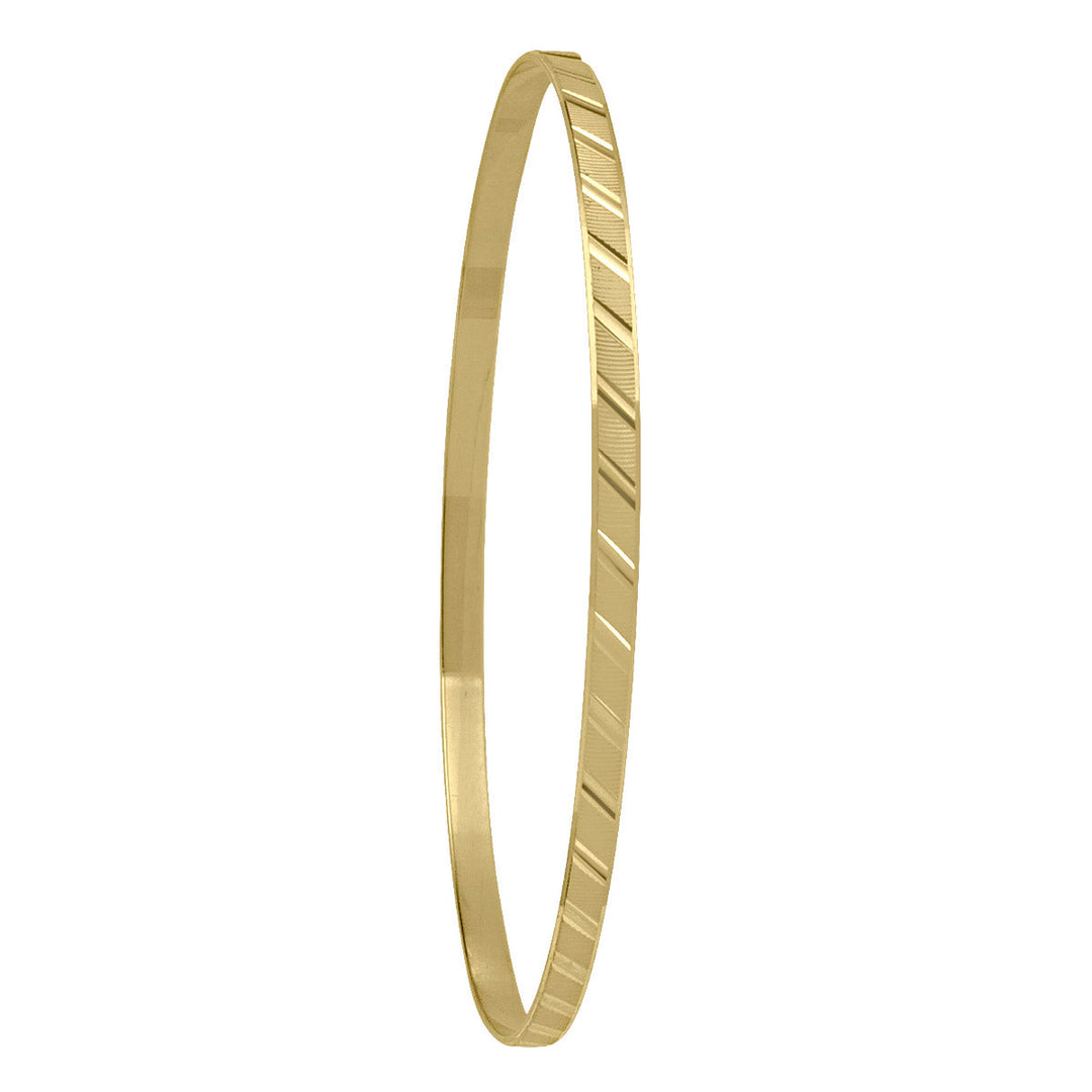 Yellow Gold Diamond Cut Slip-On Bangle, 3mm