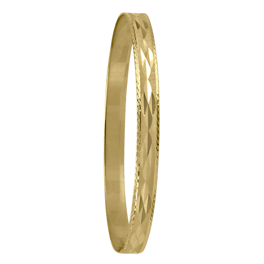 Yellow Gold Diamond Cut Slip-On Bangle, 6mm