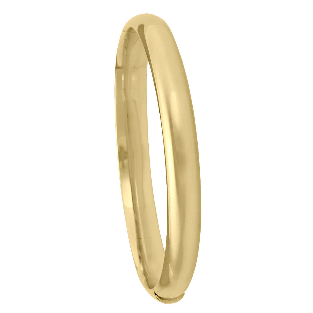 Yellow Gold High Polish Hollow Bangle, 7.6mm