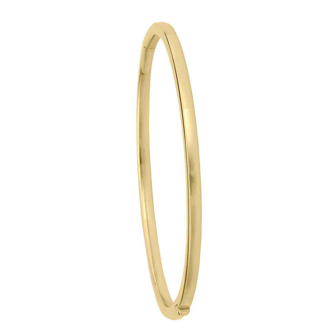 Yellow Gold Square Tube High Polish Hollow Bangle, 3mm