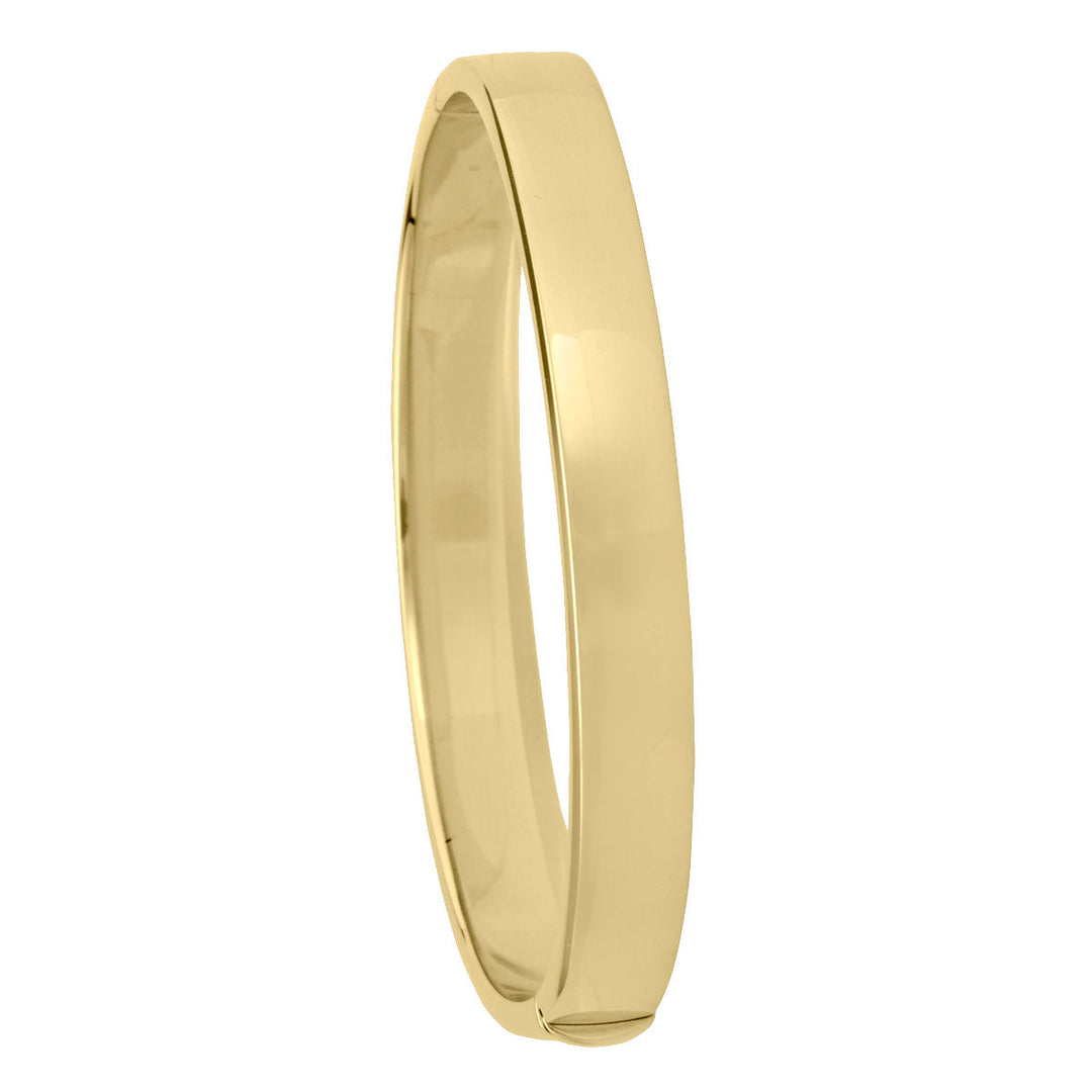 Yellow Gold Square Tube High Polish Hollow Bangle, 8mm