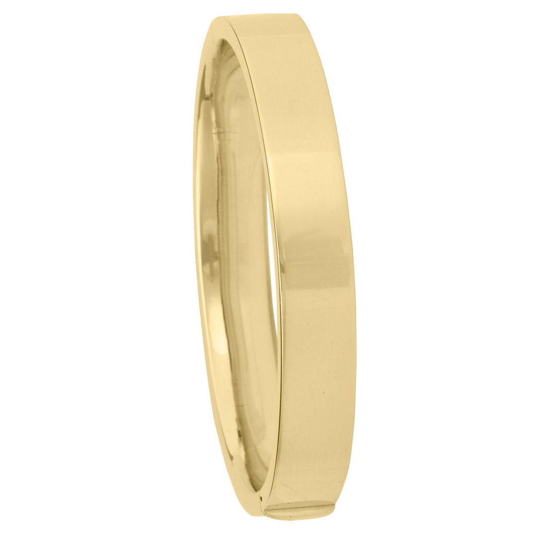 Yellow Gold Square Tube High Polish Hollow Bangle, 9.7mm