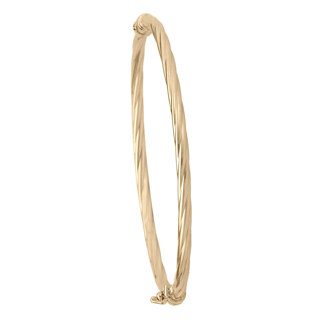 Yellow Gold Twist Bangle, 3mm