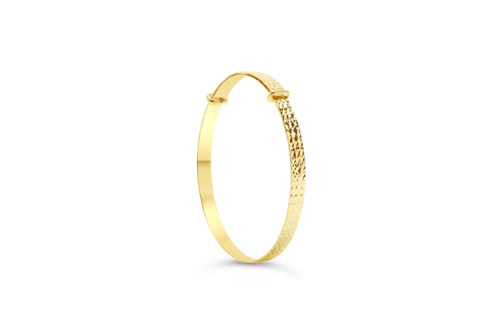10K Diamond-Cut Expandable Baby Bangle - 10k Yellow Gold