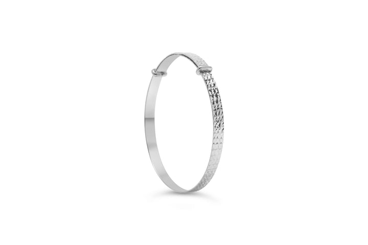 10K Diamond-Cut Expandable Baby Bangle - 10k White Gold