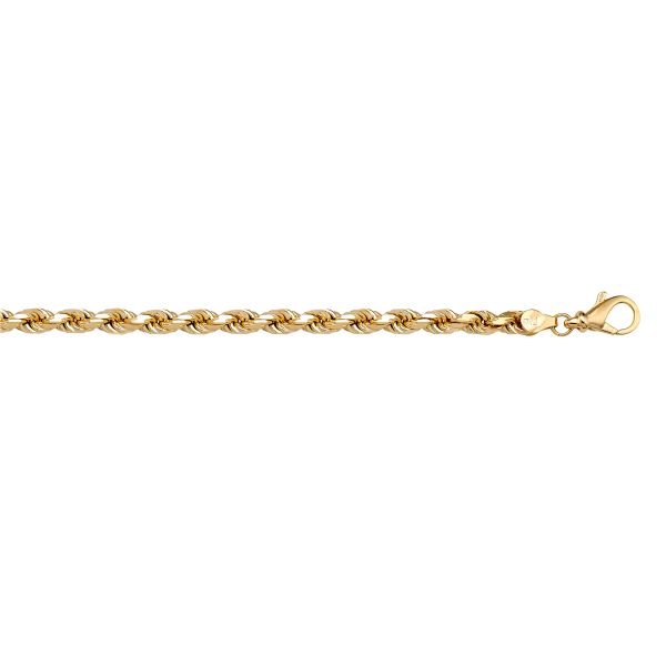 N614-YELLOW GOLD SOLID DIAMOND CUT ROPE LINK Gold Chain