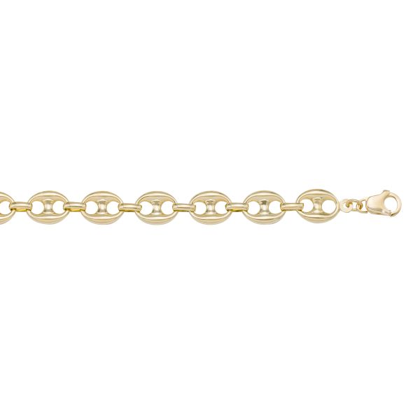 N726-YELLOW GOLD HOLLOW PUFFED ANCHOR LINK